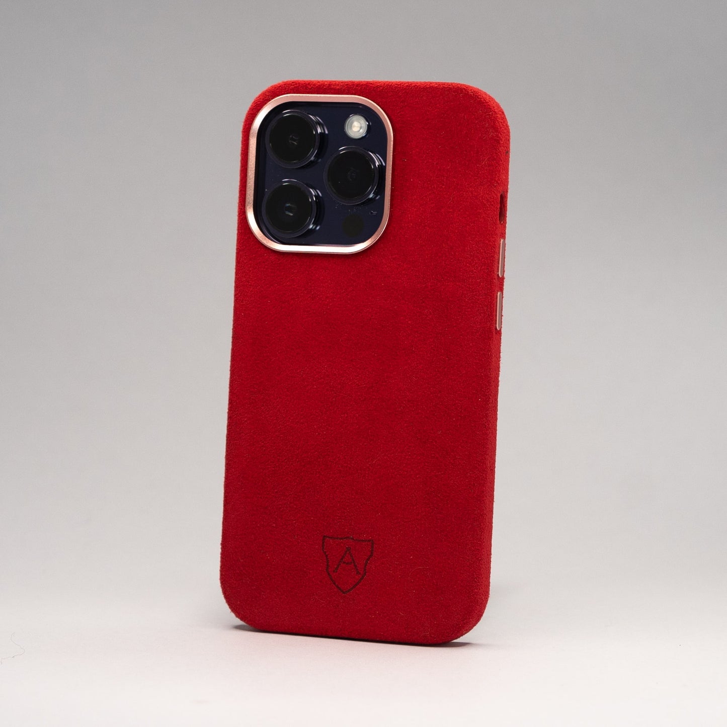 Red phone case on a gray background